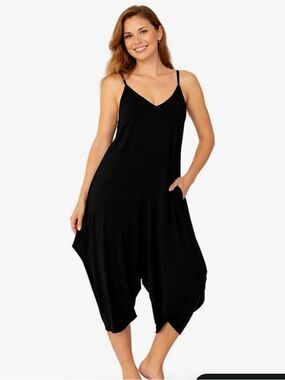 Gray Spaghetti Strap Harem Jumpsuit